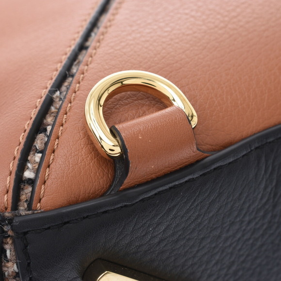 Loewe Puzzle Bag Brown Black Tweed Leather Handbag - Picture 9 of 9